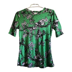 NWOT green ladies summer blouse with flowers